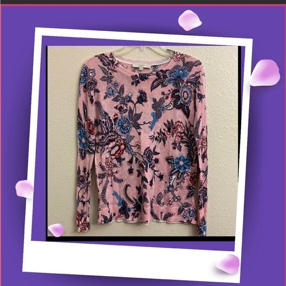 LOFT PINK FLORAL PINKS AND BLUES LONG SLEEVE!! - Picture 1 of 5